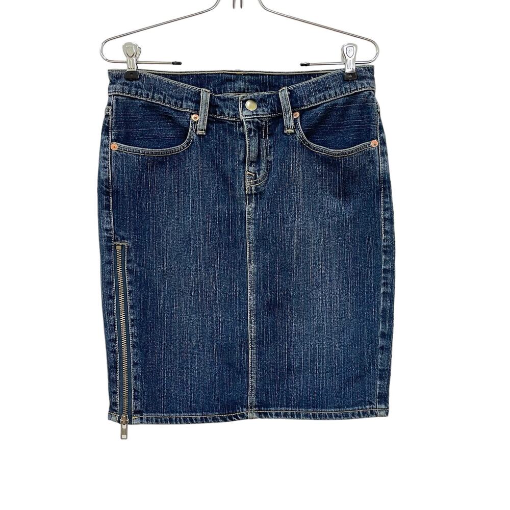Vintage 90s Levi's Sz 29 Zippit Kit Side Zip Cowboy Lasso Patch Mini Jean Skirt